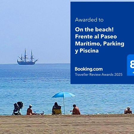 On The Beach! Frente Al Paseo Maritimo, Parking Y Piscina Малага Экстерьер фото