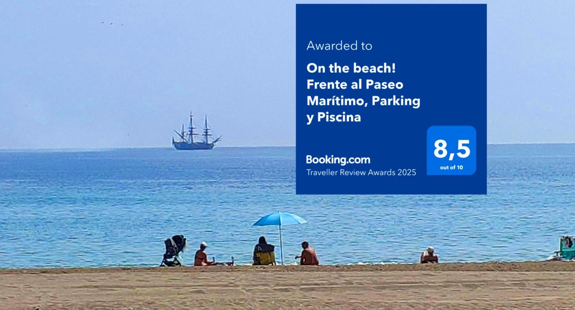 On The Beach! Frente Al Paseo Maritimo, Parking Y Piscina Малага Экстерьер фото